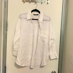Zara 100% linen shirt (white, women's size M)